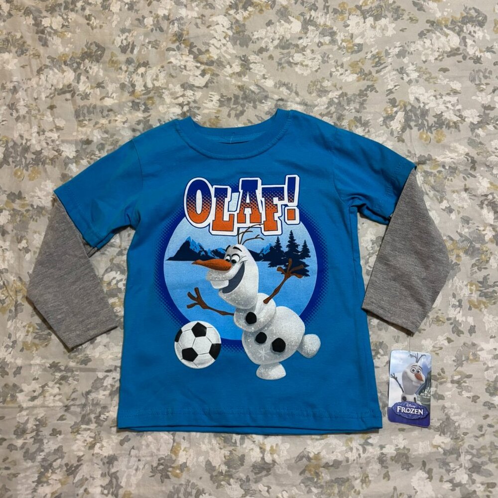 Disney Frozen Olaf Snowman Winter Boys Long Sleeve Shirt Tee 4T